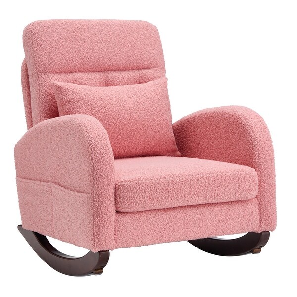 EROMMY Rocking Chair Indoor Glider Chair with Pillow and Blanket Living Room Bedroom Baby Room Pink Beige Gray