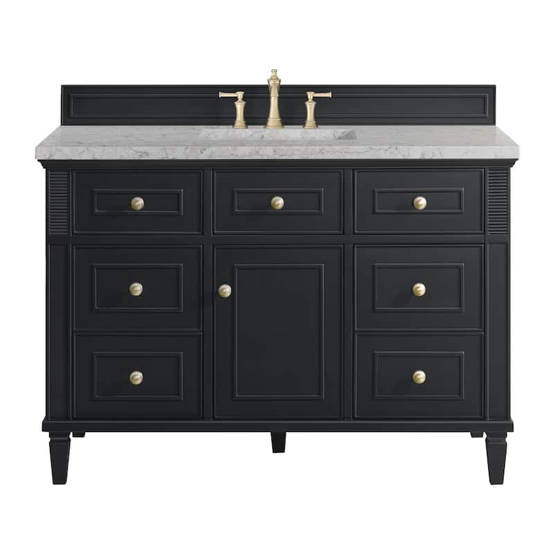 James Martin Vanities 424-V48-3EJP Lorelai 48" Single Basin Wood - Black Onyx - Anthracite Finish