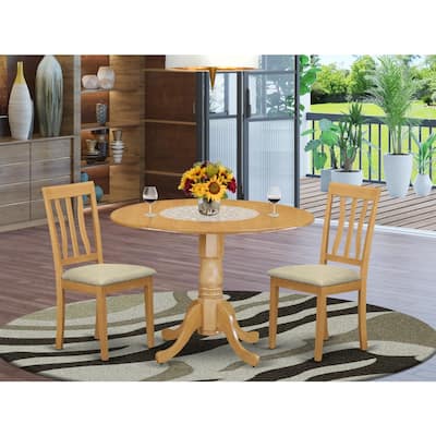 Kitchen Dining Set - Round Table with 2 Wood Chairs - Modern Dining Room Furniture
