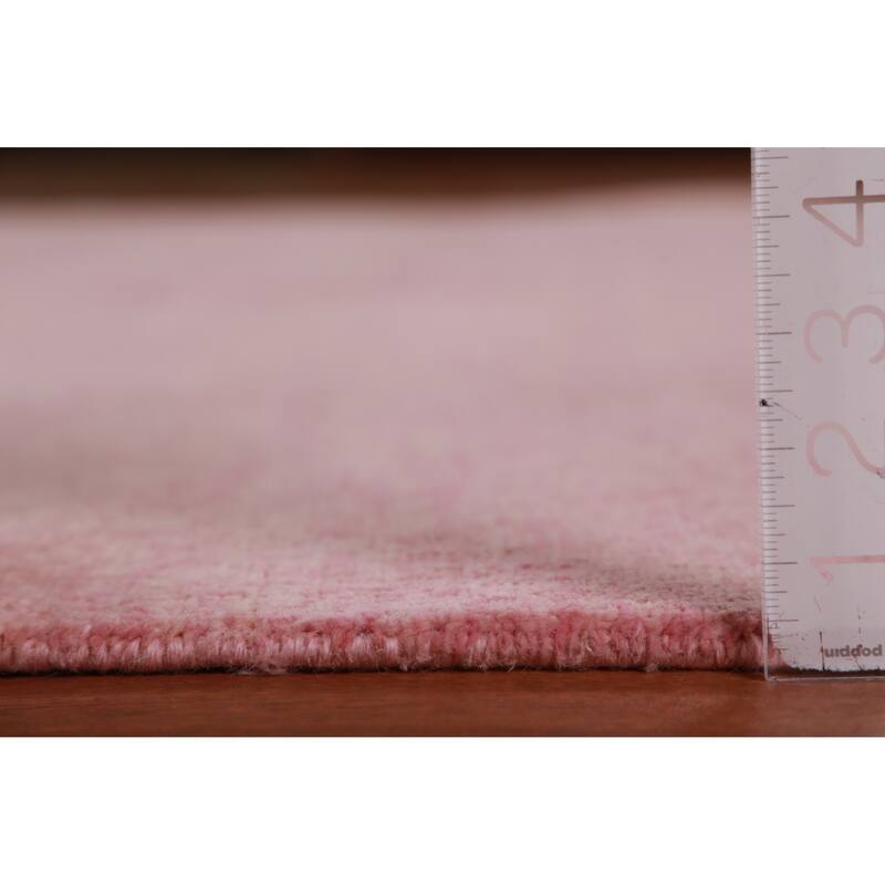 Hand Knotted Oriental 100% Wool Carpet Modern Solid Pink Gabbeh Area Rug - 9' 3'' X 6' 2''