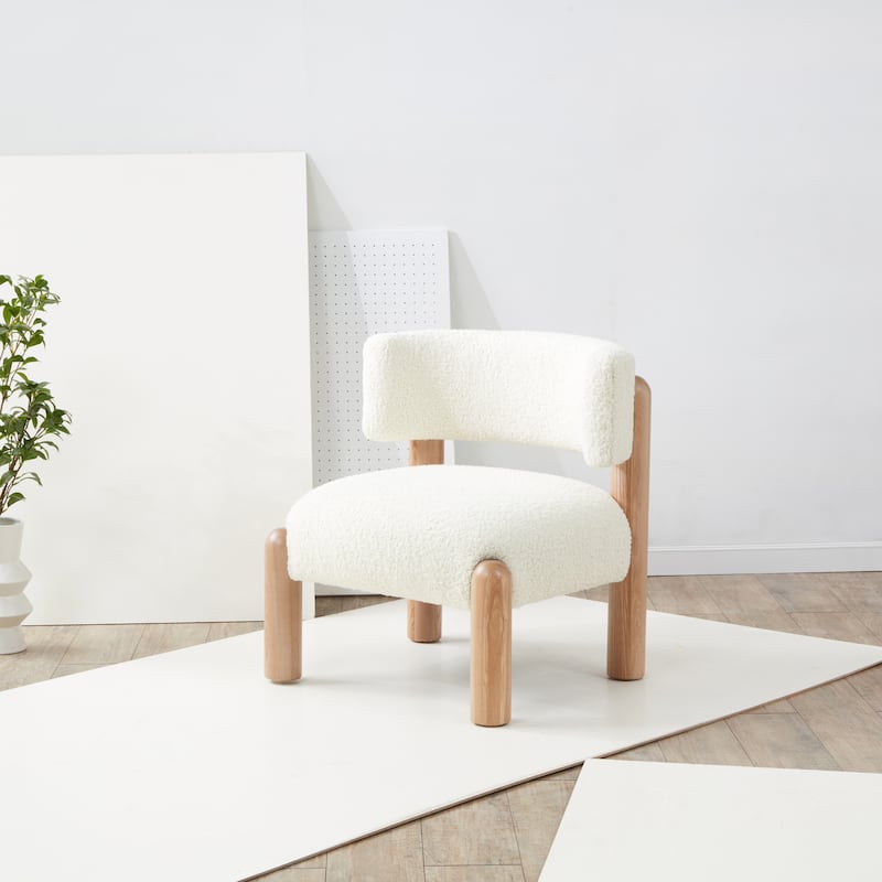 SAFAVIEH Couture Dineke Faux Shearling Accent Chair - 26 In. W x 26 In. D x 28 In. H - 26Wx26Dx28H