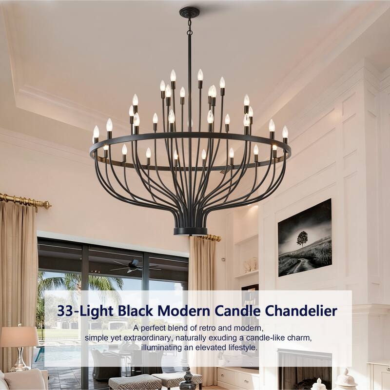 Industrial Chandelier Rustic Vintage 33-Lights Candle Style Light Fixture Large Retro