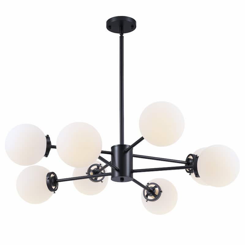 CO-Z Dimmable Modern Linear Sputnik Pendant Chandelier with Frosted Glass Globe Shades (6/8/12 - Light)