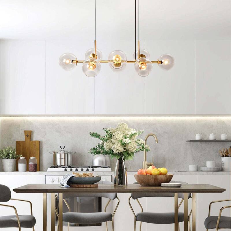 8 - Light Gold/Black Sputnik Modern Linear Pendant Chandeliers