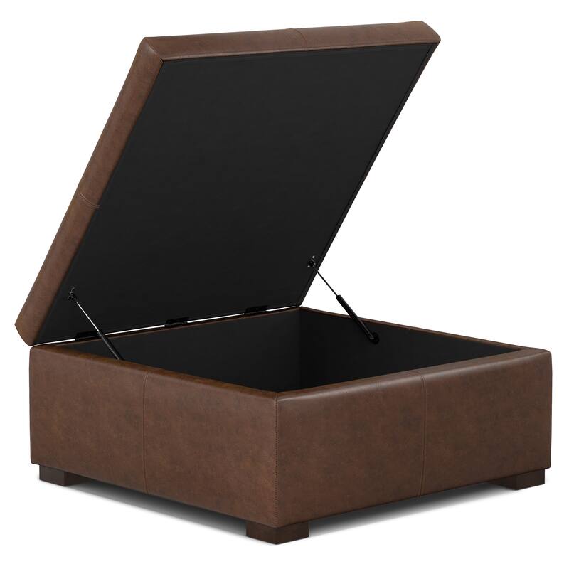 Gabbie Square Coffee Table Storage Ottoman - Brown
