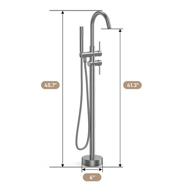 dimension image slide 1 of 2, Standing Bathtub Faucet,High Flow,Handheld Shower,Mixer Swivel Spout