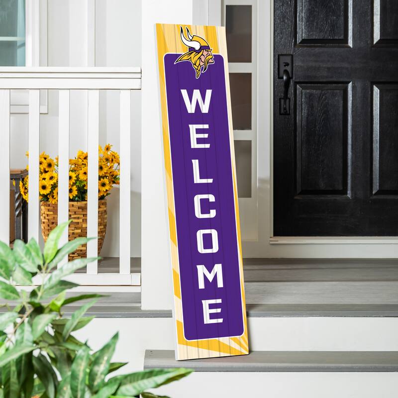 47" Porch Leaner Welcome Wall Sign, Minnesota Vikings - Purple
