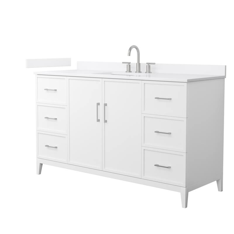 Wyndham Collection WCH717160S-QTZ-US3MXX Elan 60" Free Standing Single - White / White Quartz Top / Brushed Nickel Hardware