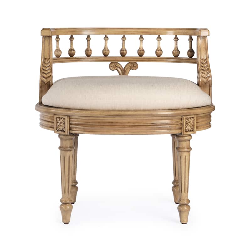 Hathaway 22.5 in. W Oval Upholstered and Wood Traditional Vanity Seat