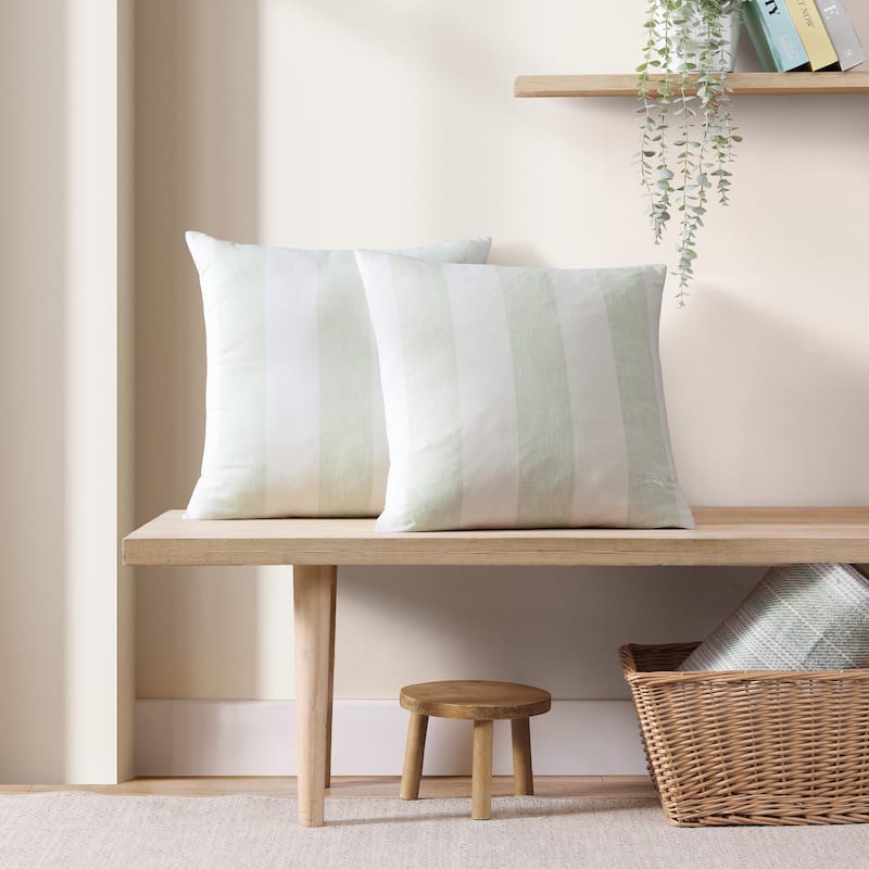Tommy Bahama Awning Stripe Cotton Throw Pillow - Green