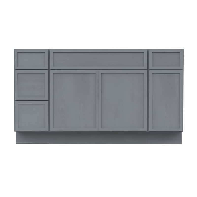 Vanity Art 57" Birch Freestanding Bathroom Vanity Cabinet without Top