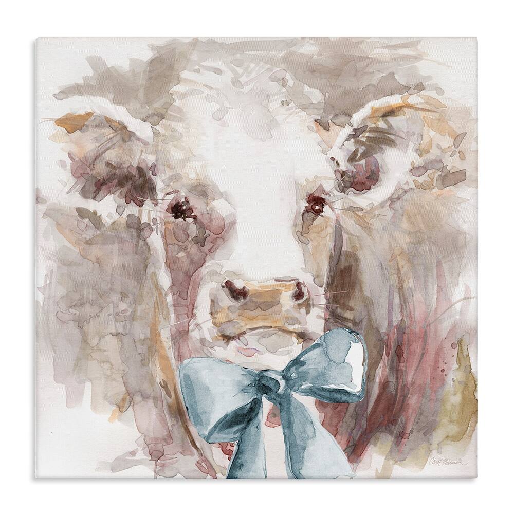 Stupell Soft Abstract Cow & Bow Canvas Wall Art Design By Carol Robinson