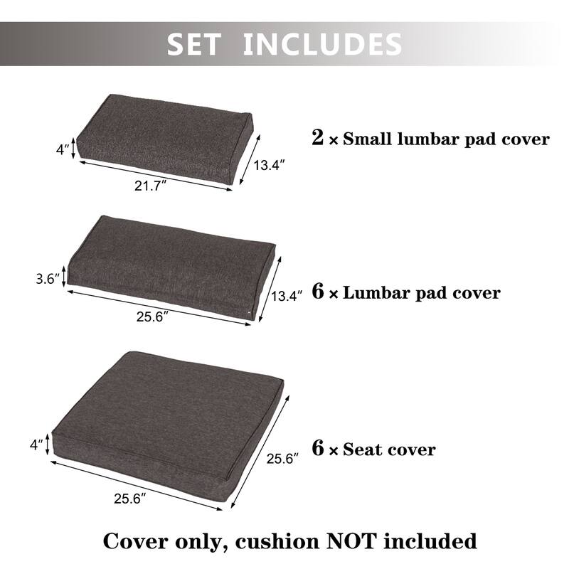 Kinbor Patio Furniture Cushion Covers Replacement for 7Pcs Outdoor Patio Wicker sofa, Dark Blue/ Blue/ Grey