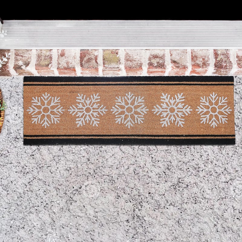 Christmas Coir Door Mat Snowflakes 16 X 48