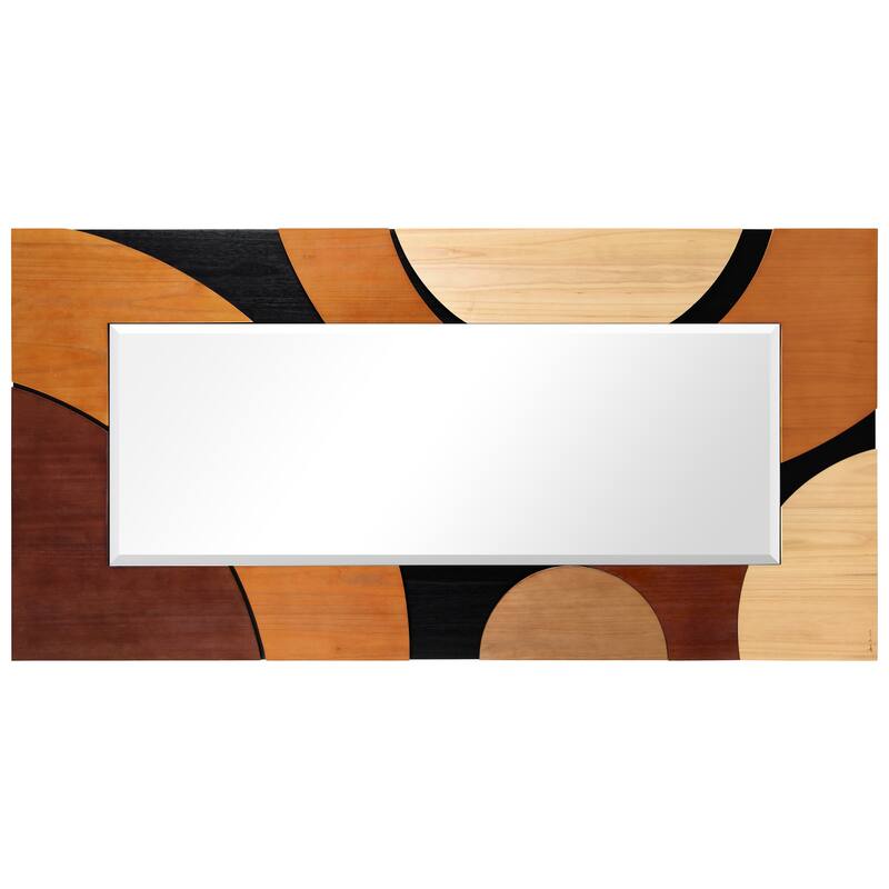 Geometric Blocks Hand Made Solid Paulownia Wood Beveled Leaner Mirror