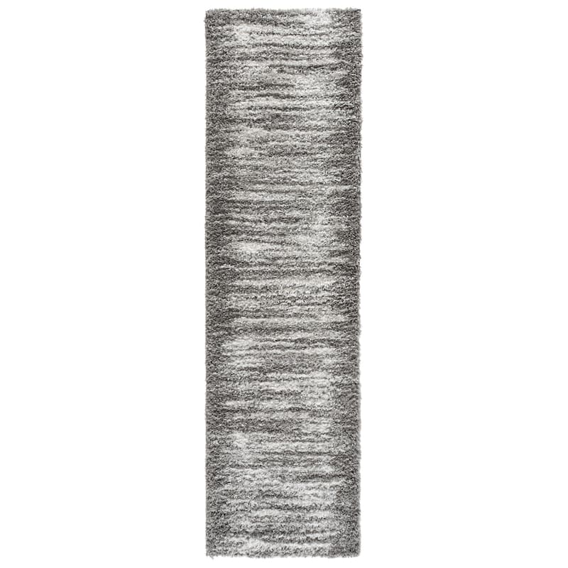 SAFAVIEH Atlantis Shag Annerose Ultra Thick Plush Rug - 2'2" x 8' Runner - Grey/Ivory