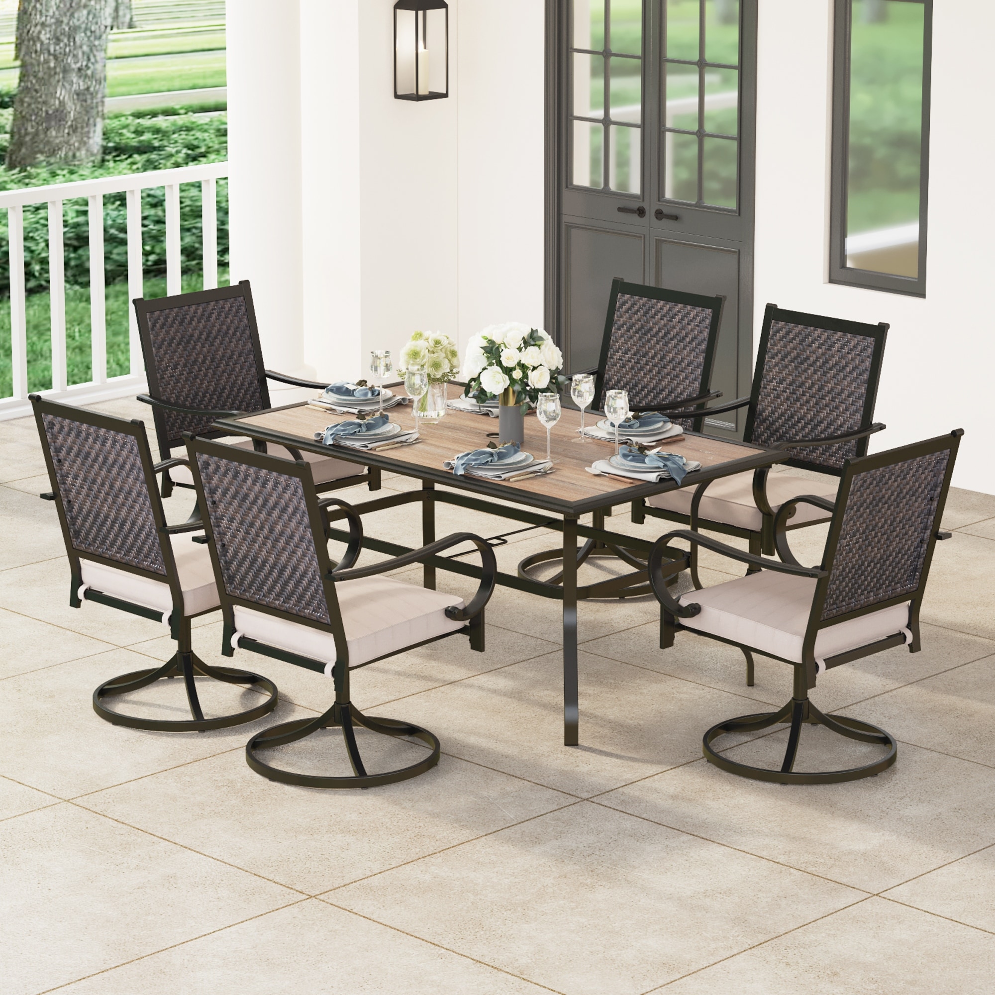 Wrought iron garden discount furniture 6 seater