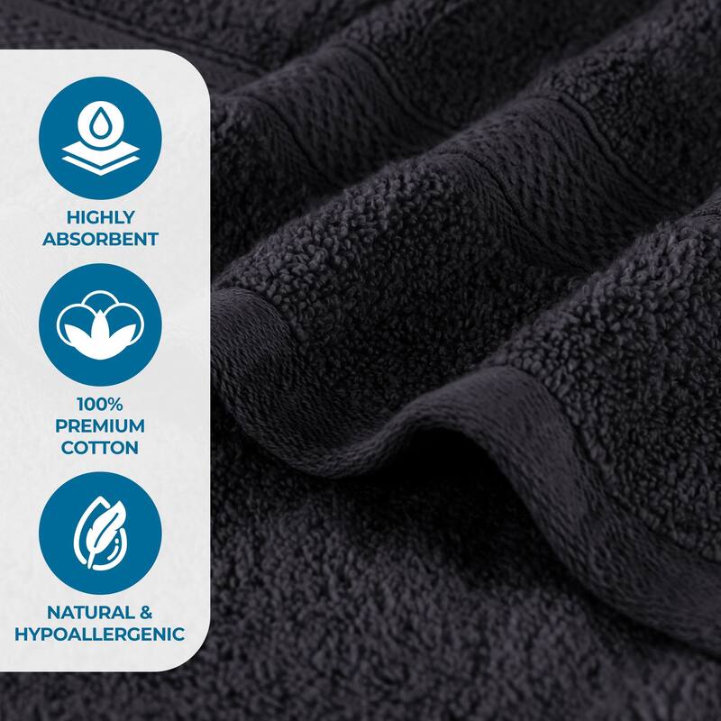 Superior Chevron Zero Twist Solid and Jacquard Cotton Hand Towel Set of 6