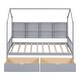 preview thumbnail 27 of 30, Twin Size House Bed with 2 Drawers & Storage Shelf, Wooden Low Platform Bedframe Daybed with Roof for Kids, Teens, Girls, Boys