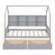 preview thumbnail 18 of 22, Wooden Twin House Bed with Storage Drawers and Shelf, Playhouse Bed for Kids