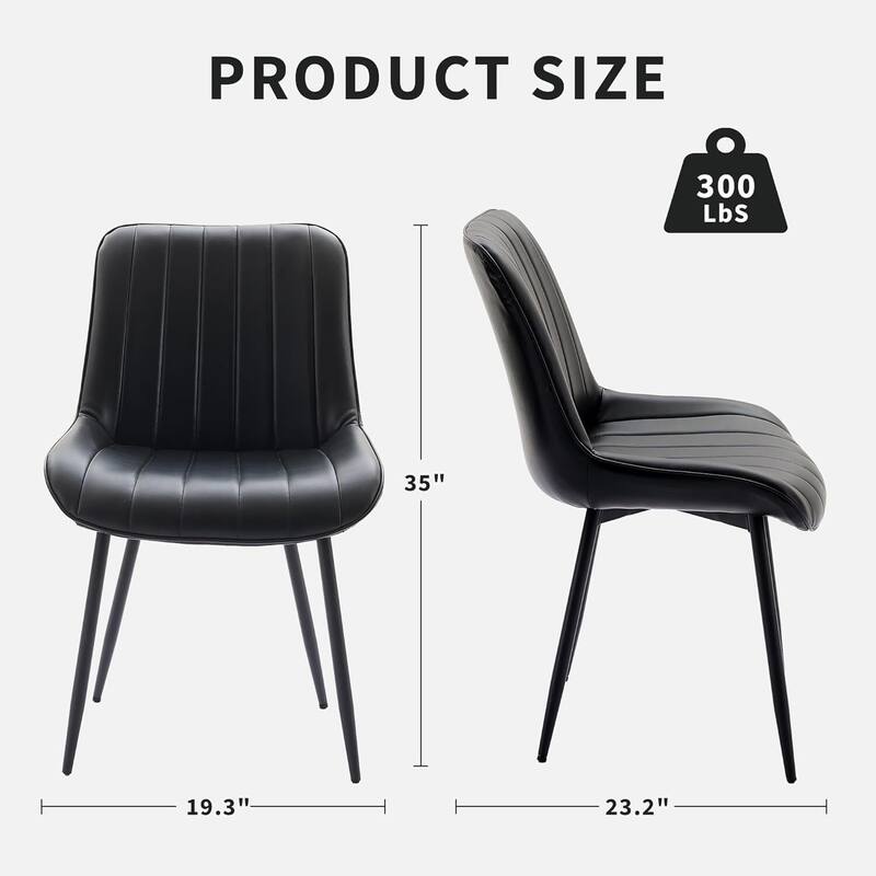 Set of 2 Modern Upholstered Faux Leather Dining Chairs for Kitchen, Dining Room