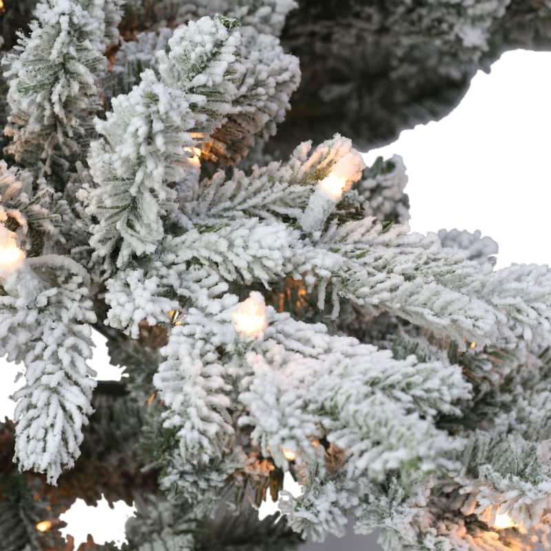 Puleo International 9 ft Pre-Lit Slim Flocked Artificial Utah Fir Tree 2729 Tips 550 Multi-Color Lights
