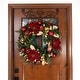 preview thumbnail 2 of 7, 30 in. Lighted Christmas Wreath - Golden Leaf Red Magnolia - 30 Inch
