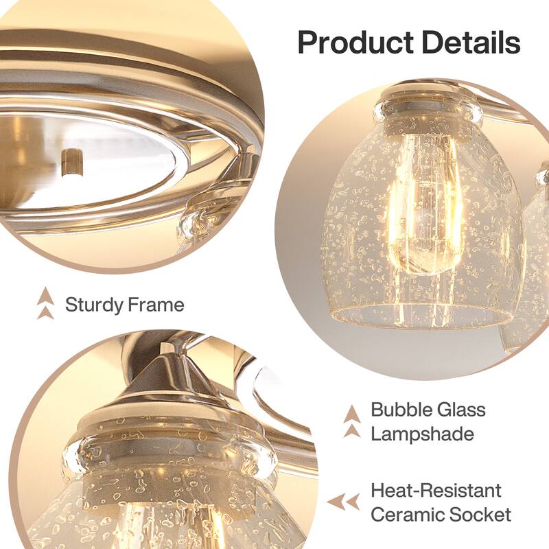 Modern 3-Light Flush Mount Ceiling Light with Clear Bubble Glass
