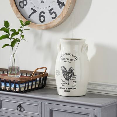 White Ceramic Farmhouse Vase 13 x 8 x 8