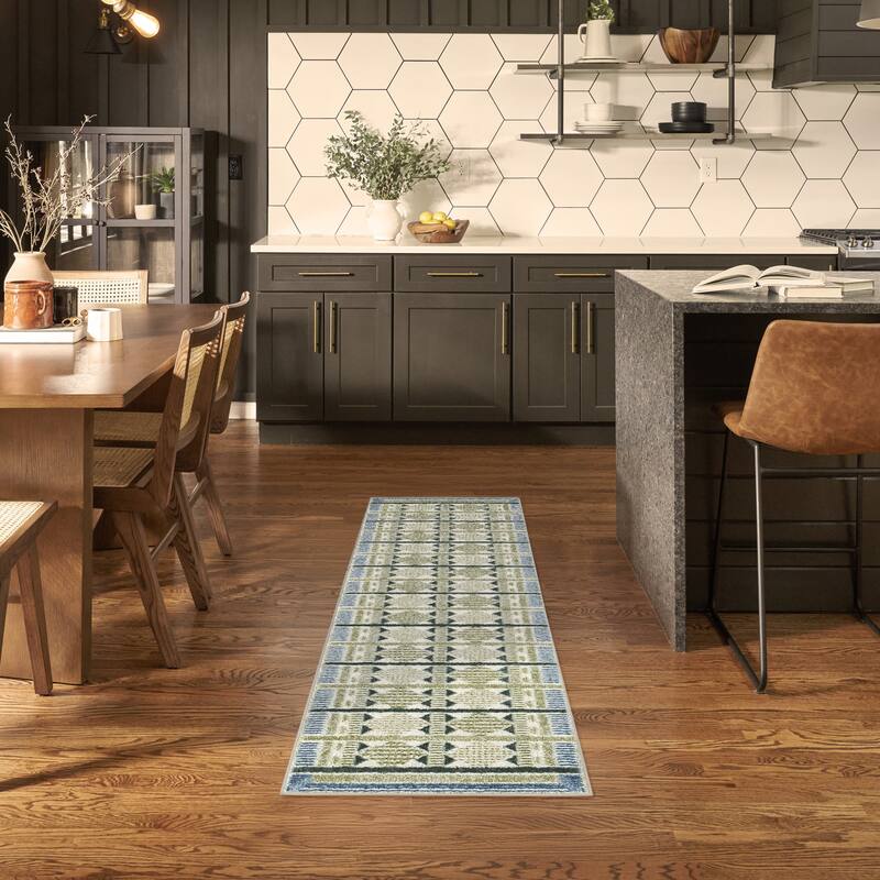 Nourison Nordic Indoor only Geometric Area Rug - 2' x 6' - Green/Blue - Runner
