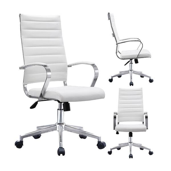 Shop 2xhome Modern White High Back Office Chair Ribbed Pu Leather