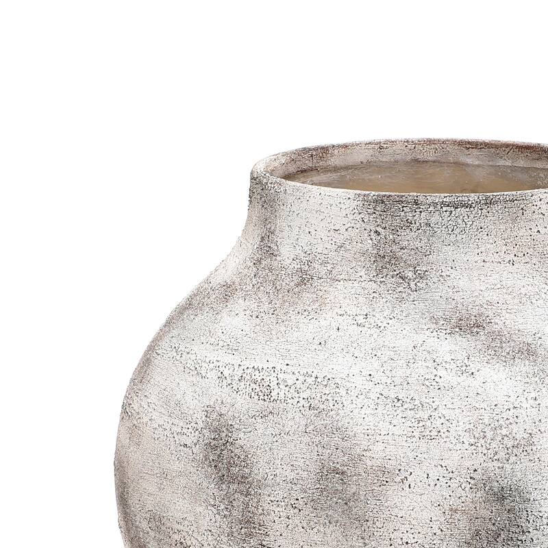 Rustic Gray with Weathered White Finish Stoneware Vase, Vintage Pottery