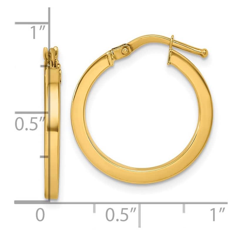 Curata 14k Yellow Gold Polished Square Tube Hoop Earrings - 20.5x19.8mm