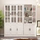 preview thumbnail 25 of 82, White Buffet Sideboard & Curio Bookcase Cabinet with Glass Doors