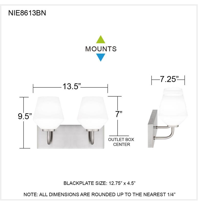 Nielson 2-Light Brushed Nickel Bath Light