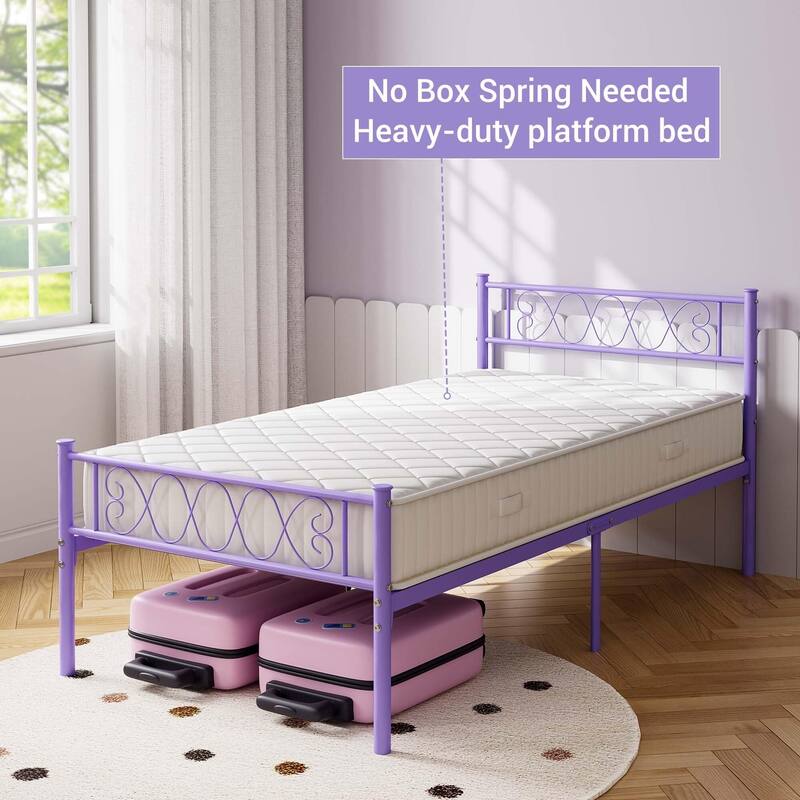 Bed Frame with Headboard and Footboard for Girls and Boys