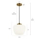 preview thumbnail 2 of 8, Modern Glam 1-Light White Brass Ribbed Opal Milk Glass Pendant Light for Dining Room - 11"