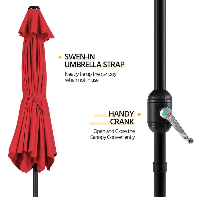 Yaheetech 9ft Patio Umbrella 8 Ribs with Push Button Tilt and Crank for Garden, Beach