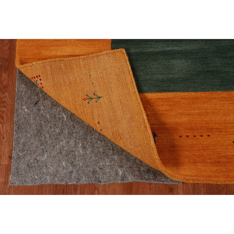 Hand Knotted Oriental 100% Wool Carpet Tribal Bordered Green Gabbeh Area Rug - 11' 5'' X 8' 2''