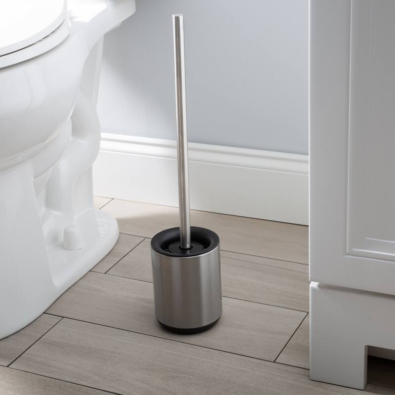 Bath Bliss 2 Pack Toilet Brush and Holder in Stainless Steel - Set