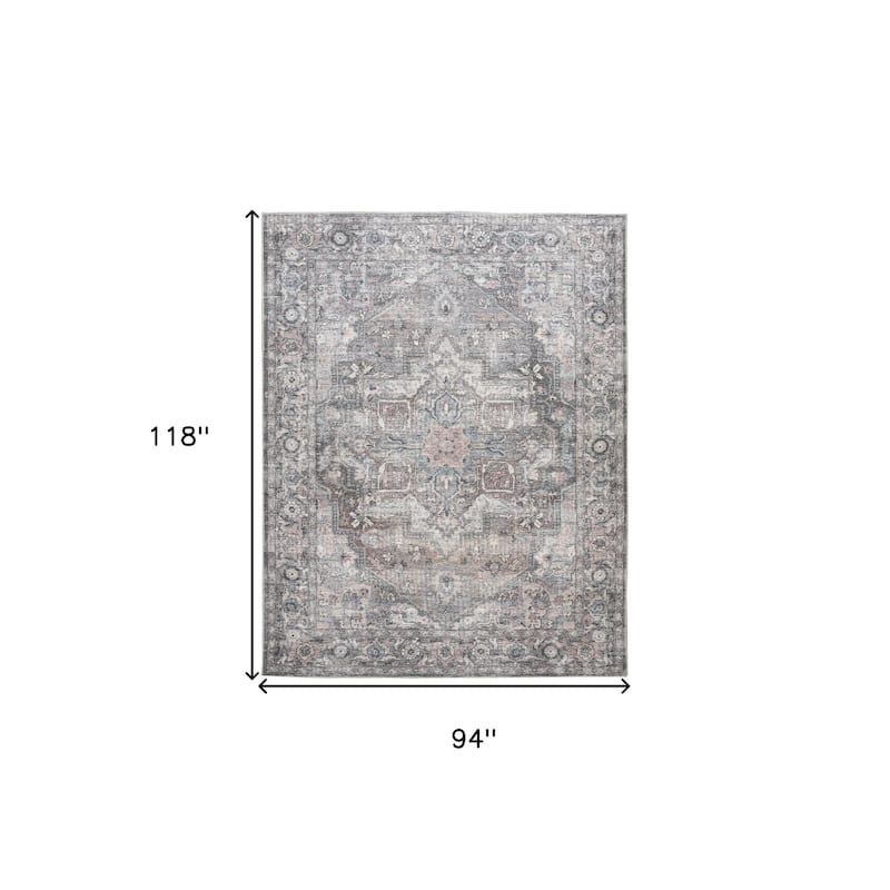 Rona Power Loomed Distressed Floral Area Rug By HomeRoots - 8' x 10'