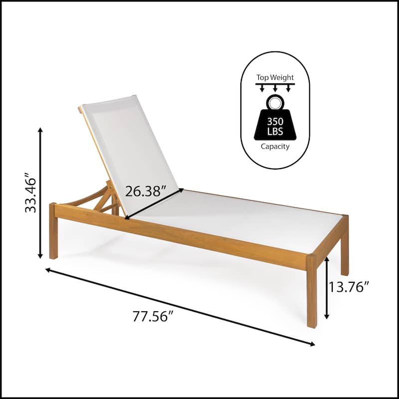 Leo 77.56"x26.38" Modern Minimalist Adjustable Acacia Wood Chaise Outdoor Lounge Chair, Natural by JONATHAN Y