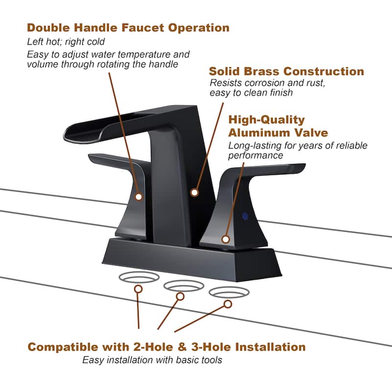 4 in. Centerset Double Handle Low-Arc Bathroom Faucet with Pop-Up Drain Included