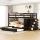 preview thumbnail 1 of 43, Full Over Full Bunk Bed with Trundle and Staircase Brown