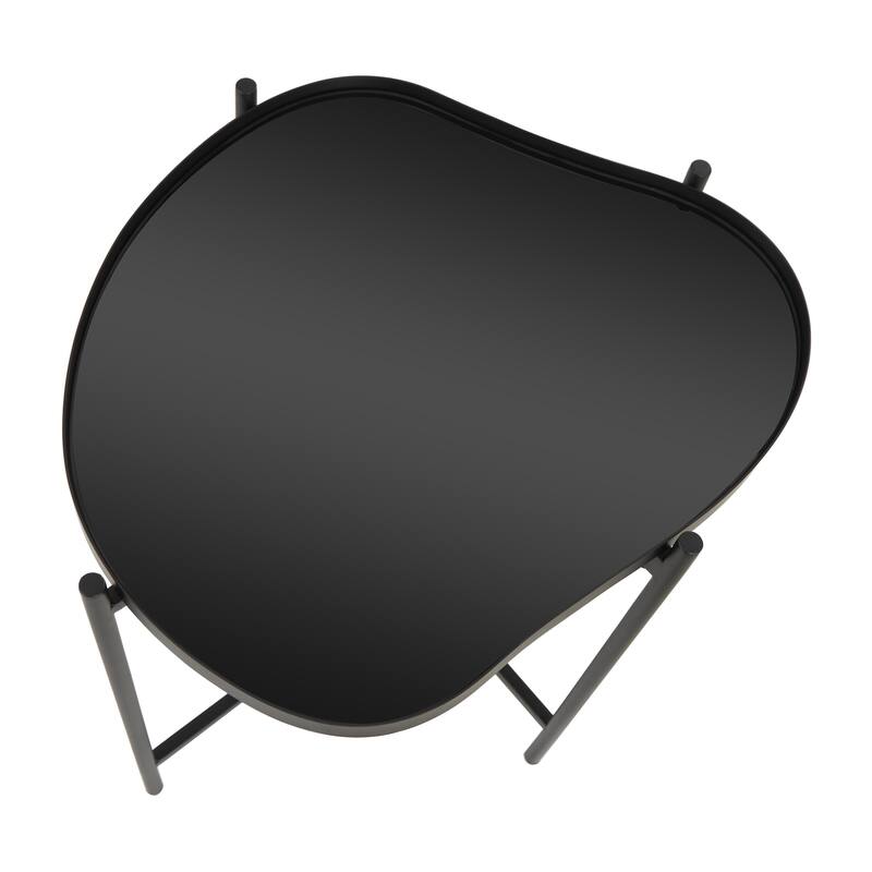 Metal Abstract Wavy Side End Accent Table with X-Shaped Base - Black - Roche River Decor