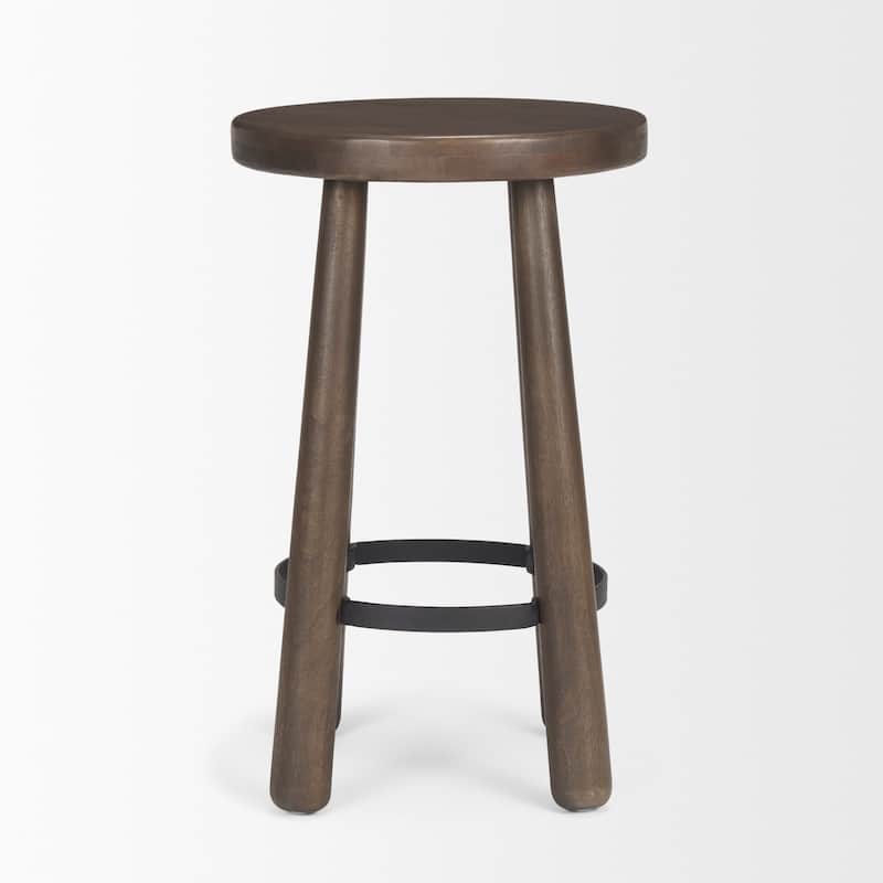 Weldon Dark Brown Wood w/ Matte Black Metal Counter Stool - 16.0L x 16.0W x 26.0H