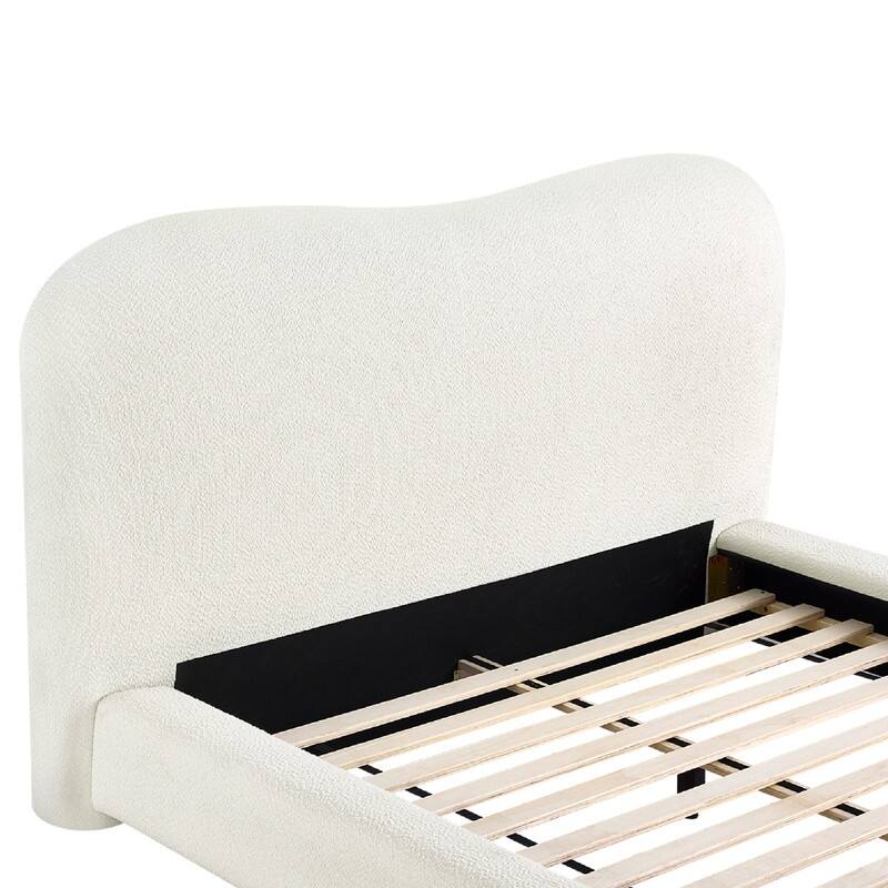 Spruce & Spring Modern Upholstered Platform Bed with Arch Headboard, Solid Wood Frame