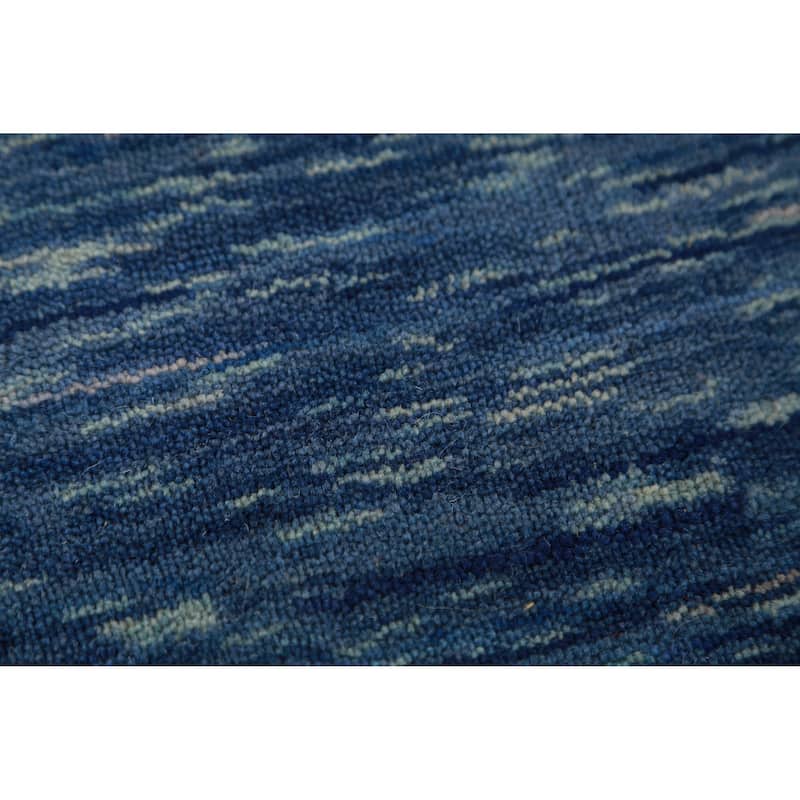 Hand Knotted Oriental 100% Wool Carpet Tribal Tribal Navy Blue & Blues Gabbeh Runner Rug - 9' 10'' X 2' 7''