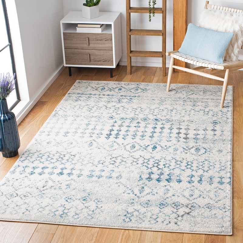 SAFAVIEH Tulum Cordie Boho Moroccan Distressed Rug - 3' x 5' - Ivory/Turquoise