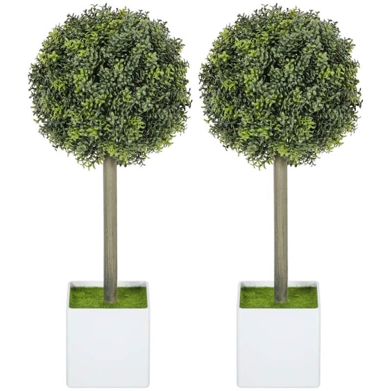 Artificial Plant set, 2 Pieces, PruninG Balls, used For home or Office decoration, Green